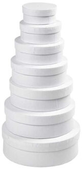 2x stuks ronde witte hobby knutselen doos/dozen van karton - 21.5 x 7.5 cm - Hoedendoos/cadeauverpakking