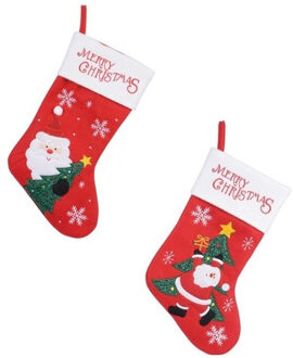 2x stuks rood/witte kerstsokken van 40 cm - Kerstsokken