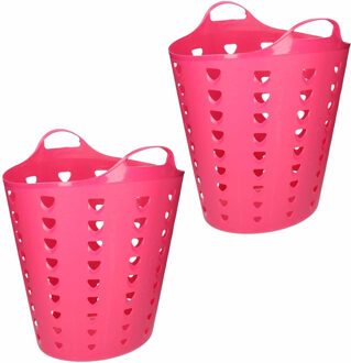 2x stuks roze opbergmanden flexibel 60 liter 47 x 50 cm