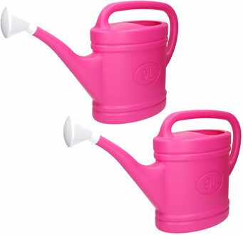 2x stuks roze tuin planten gieter met broeskop 9 liter
