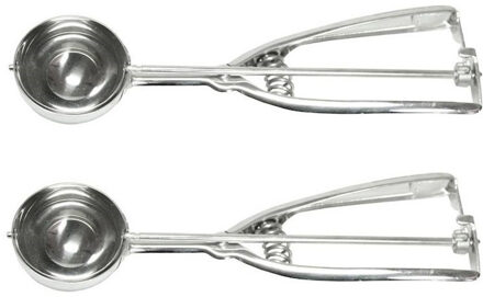 2x stuks RVS ijsschep / ijsboltang / ijstang - ijsproportioneerlepels voor schepijs