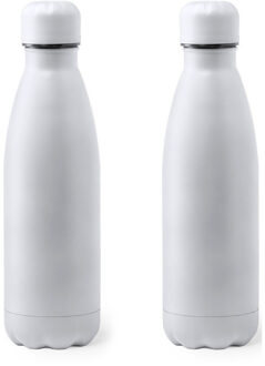 2x Stuks Rvs waterfles/drinkfles wit met schroefdop 790 ml - Drinkflessen