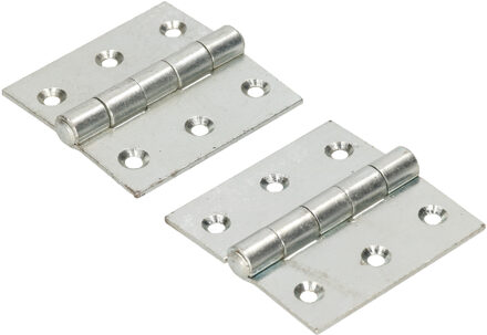 2x stuks scharnier / bouwscharnier / meubelscharnieren ijzer met rechte hoeken - 6 x 6 x 0.2 cm