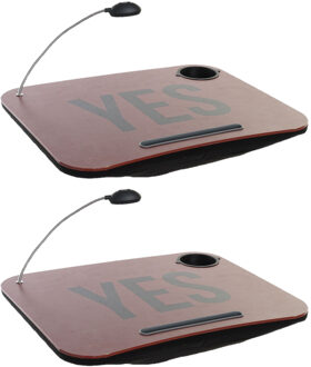2x stuks schootkussens/laptrays met LED verlichting 48 x 38 cm Yes print terracotta