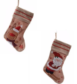 2x stuks setje kerstsokken van 45 cm - Kerstsokken Bruin