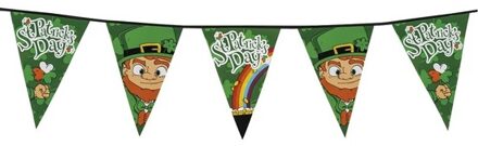 2x stuks Sint Patricks Day vlaggenlijnen slinger 8 meter - Ierland thema vlaggetjes