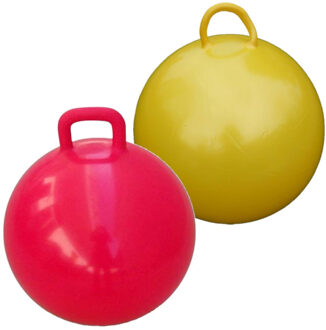 2x Stuks Skippyballen Voor Kinderen Geel/rood 60 Cm - Skippyballen Multikleur