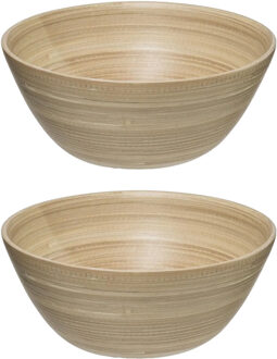 2x stuks - Slakom/serveer schaaltjes - bamboe - D25 cm