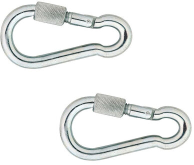 2x stuks snaphook / karabijnhaak / snaphooks met schroefsluiting verzinkt staal 12 cm - Karabijnhaken