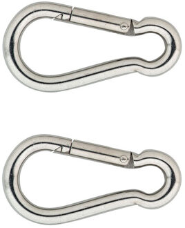 2x stuks snaphook / karabijnhaak / snaphooks RVS 7 cm - Karabijnhaken