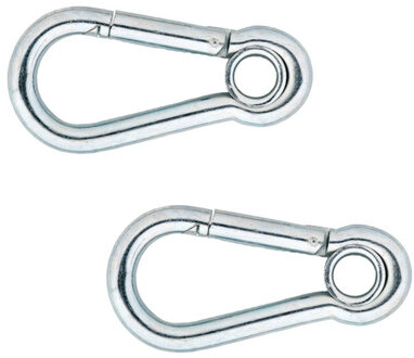 2x stuks snaphook / karabijnhaak / snaphooks verzinkt staal met kous 10 cm - Karabijnhaken