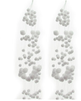 2x Stuks Sneeuwballen Slinger 78 Cm Sneeuwversiering Slingers - Decoratiesneeuw Wit