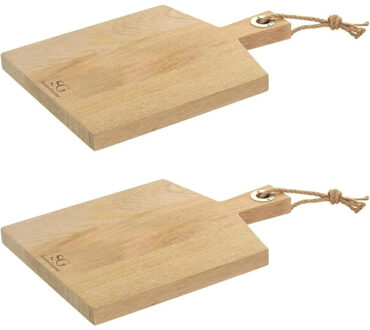 2x Stuks snijplank met handvat 38 x 26 cm van mango hout