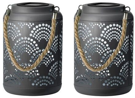 2x stuks solar lantaarn ijzer antraciet 23 cm