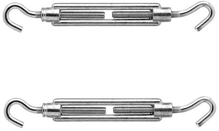 2x stuks spanschroeven / draadspanner RVS 9 cm - spanmoer / schroefspanner - klusbenodigheden - op spanning brengen van kabels, touw en kettingen