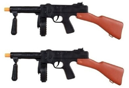 2x stuks Speelgoed machine geweer Tommy gun met geluid 50 cm