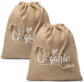 2x stuks Sport gymtasjes met rijgkoord 25 x 30 cm van jute katoen