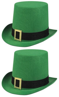 2x stuks st Patricks Day groene verkleed hoed voor volwassenen - Ierland feestartikelen