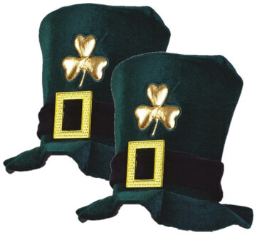 2x stuks st. Patricks day thema hoed fluweel  - feestartikelen en carnaval verkleed accessoires