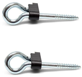 2x stuks stalen veiligheidsschommelhaken met houtdraad verzinkt 150 mm - Schommelhaken Zilverkleurig