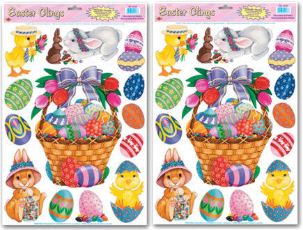 2x stuks stickervellen met 8 Pasen stickers 30 x 43 cm