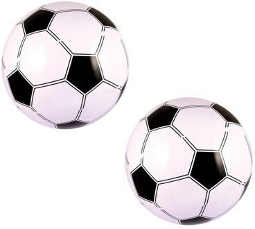 2x stuks strandballen voetballen opblaasbaar 41 cm - Strandballen Wit