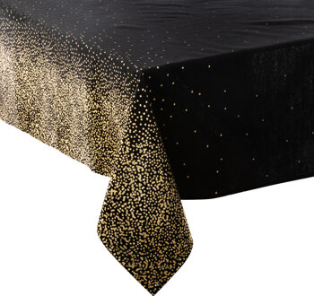 2x stuks tafelkleden/tafellakens zwart met gouden glitter van polyester/katoen formaat 140 x 240 cm - Tafellakens