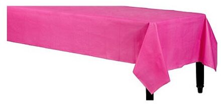 2x stuks tafelkleed fuchsia roze 140 x 240 cm - tafellakens van plastic - Feestartikelen/versiering