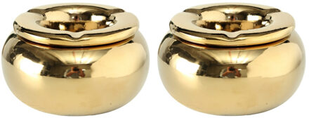 2x stuks terras asbakken goud kleur 14 cm - Action products