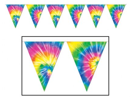 2x stuks Tie Dyed hippie vlaggenlijnen 3 meter