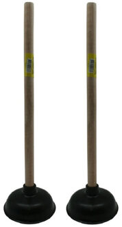 2x stuks toilet/gootsteen ontstoppers ploppers zwart 40 cm