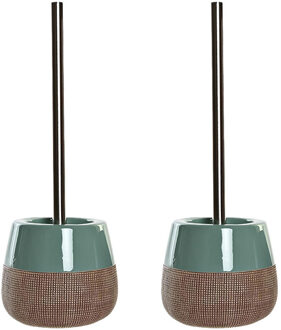 2x stuks toiletborstel met houder polystone mintgroen 36 cm