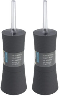 2x stuks toiletborstels antraciet grijs met houder kunststof 38 cm