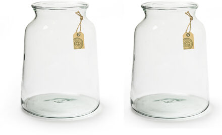 2x stuks transparante Eco taps toelopende vaas/vazen van glas 30 x 17 cm