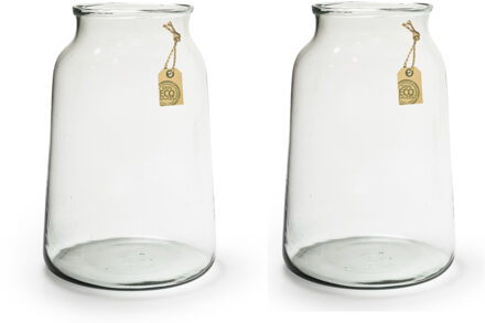 2x stuks transparante Eco taps toelopende vaas/vazen van glas 35 x 17 cm