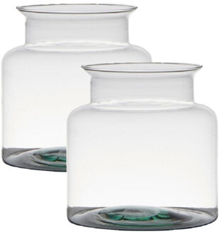 2x stuks transparante home-basics vaas/vazen van glas 19 x 19 cm