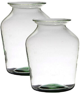 2x Stuks Transparante Luxe Grote Vaas/vazen Van Glas 36 X 24 Cm - Vazen