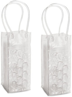 2x stuks transparante PVC koeltas draagtas voor flessen 25 cm