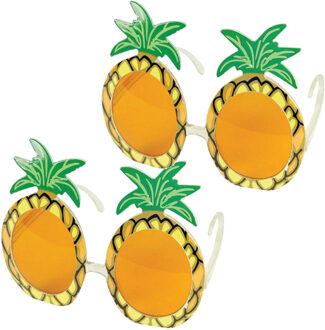 2x stuks tropische Hawaii thema verkleed bril met ananas glazen