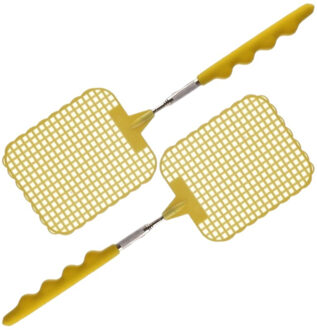 2x stuks uitschuifbare vliegenmeppers geel 60 cm