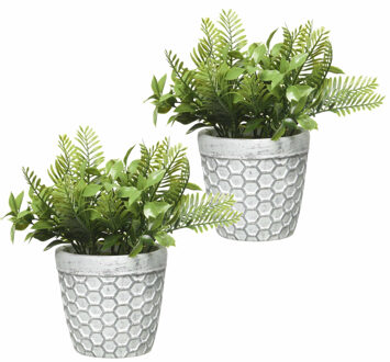 2x Stuks Varen Kunstplantje/nepplant In Pot 22 Cm - Kunstplanten Groen