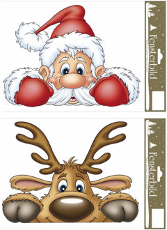 2x stuks velletjes kerst raamstickers 21 x 32 cm - Feeststickers Multikleur