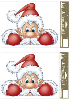 2x stuks velletjes kerst raamstickers kerstman 21 x 32 cm - Feeststickers Rood