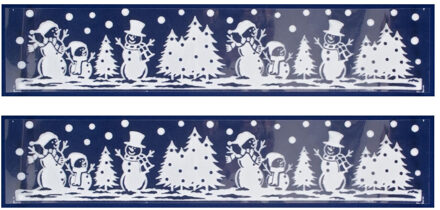 2x stuks velletjes kerst raamstickers sneeuw landschap 12,5 x 58,5 cm - Feeststickers Wit