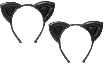 2x stuks verkleed diadeem katten oren - Carnaval dieren kostuum oortjes