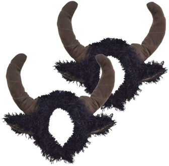 2x stuks verkleed Stieren/koeien hoorns diadeem - Dieren pak/outfit accessoires