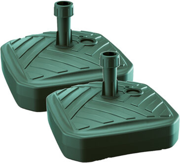 2x Stuks vierkante kunststof parasolvoeten groen 12 liter