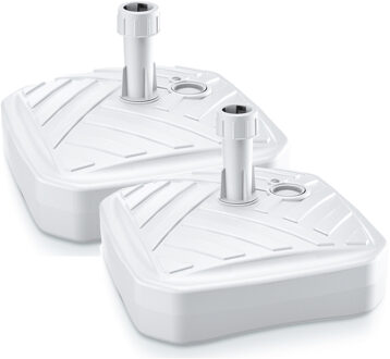 2x Stuks vierkante kunststof parasolvoeten wit 12 liter