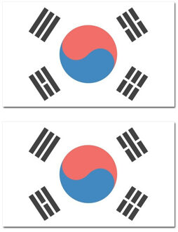 2x stuks vlaggen Zuid Korea 90 x 150 cm feestartikelen
