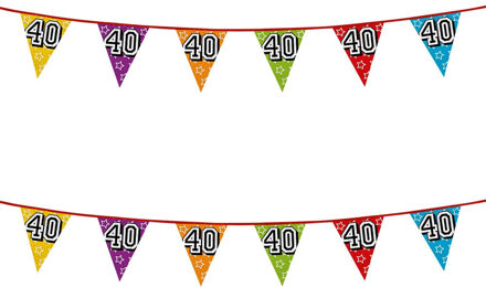 2x stuks vlaggenlijnen met glitters 40 jaar thema feestartikelen - Verjaardag versieringen - 8 meter - Plastic